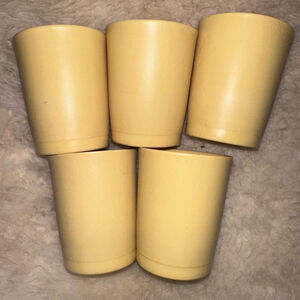 Vintage 1970s Tupperware Harvest Gold Tumblers / Juice Cups 1251-15 Set of 5 MCM